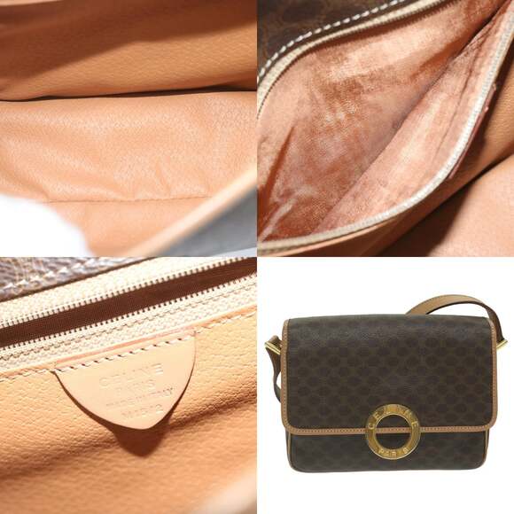 CELINE Macadam Canvas Shoulder Bag Pvc Leather Brown - Picture 10 of 12